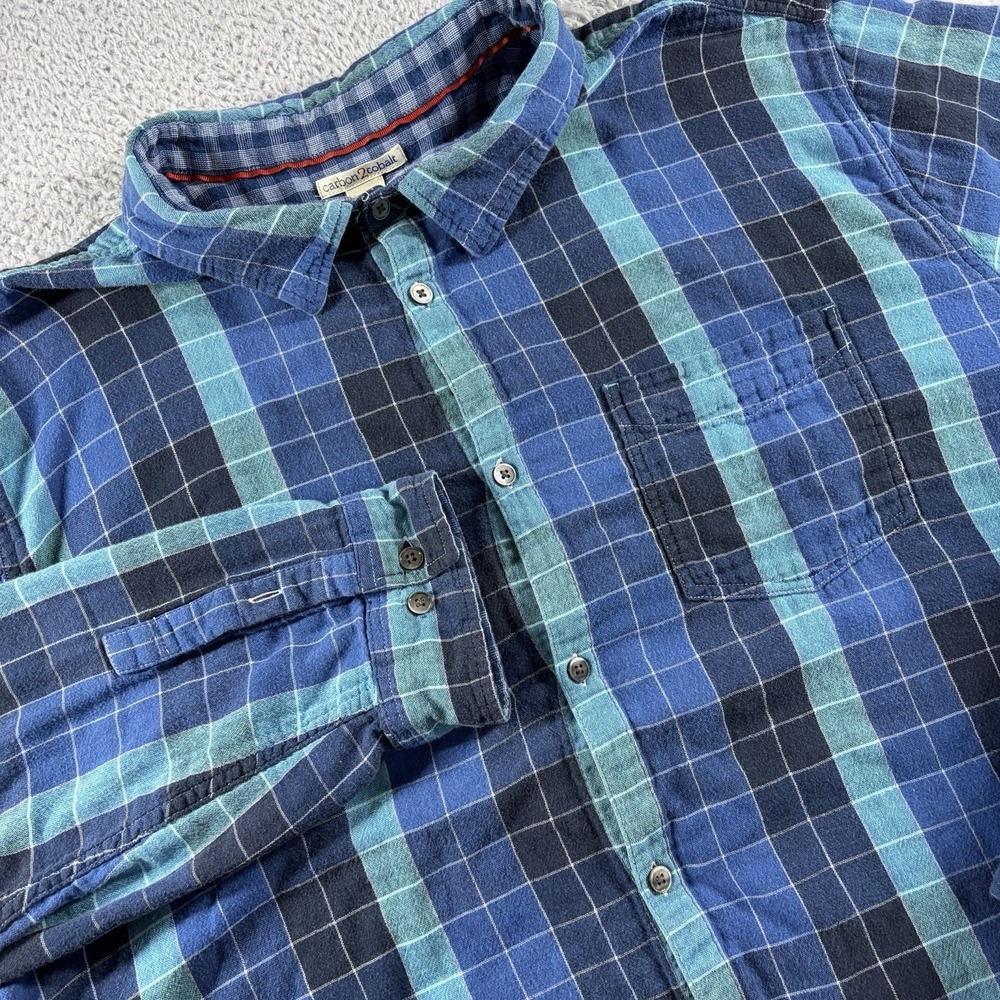Carbon 2 Cobalt Shirt Mens 2XL XXL Blue‎ Flannel Button Down 100% Cotton 133073